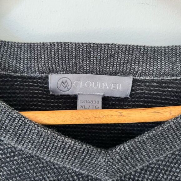 Cloudveil Grey Waffle Knit Primaloft Pullover Vneck Sweater - Picture 4 of 6